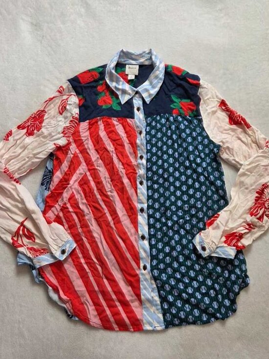 Anthropologie Tops - M Maeve x Anthropologie Paz contrast button down shirt blouse red #3